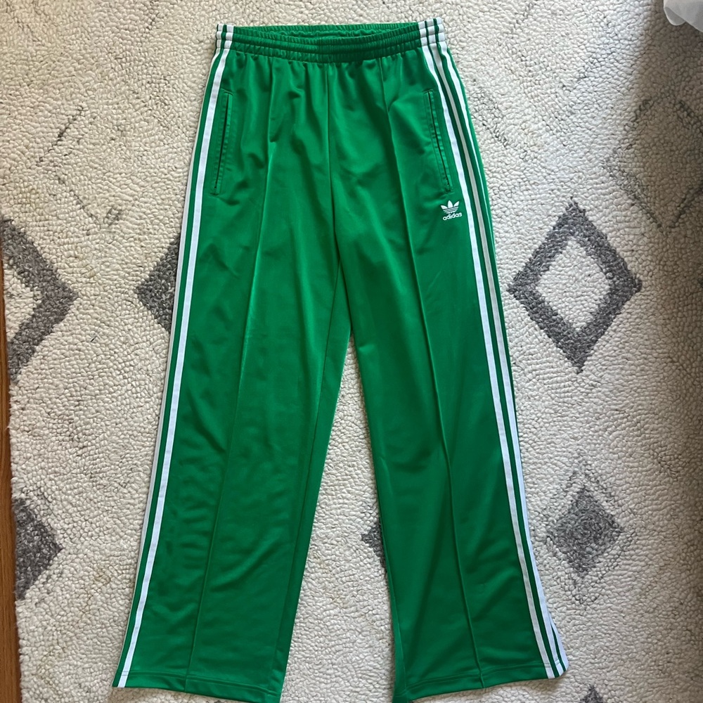 Adidas Emerald Green wide leg Joggers